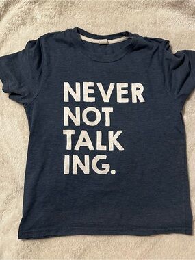 Air Waves Kids Navy Blue Short Sleeve Graphic Tee - 'NEVER NOT TALKING.'